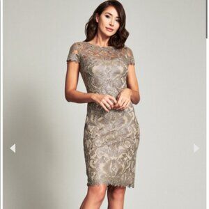 Tadashi Shoji Gold Lace Sheath Dress